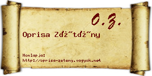 Oprisa Zétény névjegykártya